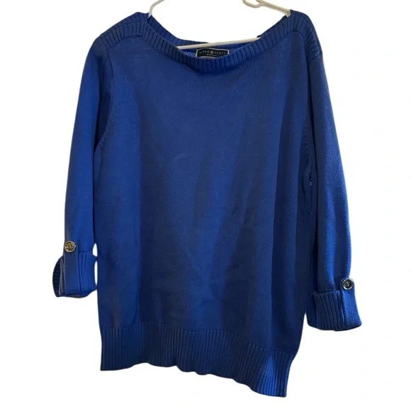 Karen Scott Purple Knit Sweater Silver Button Detail Women’s XL - Picture 3 of 11